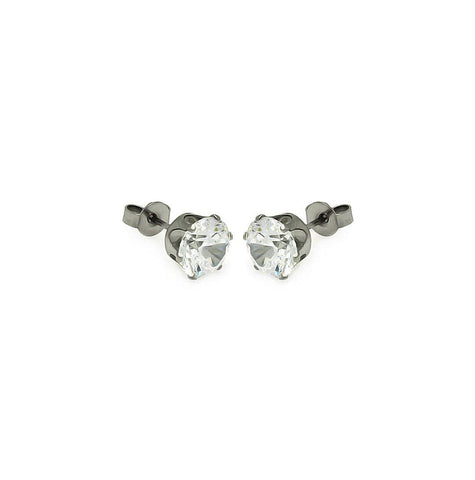 Stainless Steel Round Clear Cz Stud Earring, <b>size: 3mm</b>