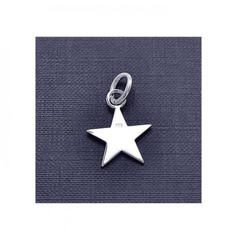 .925 Sterling Silver Rhodium Plated Small Plain Star Pendant