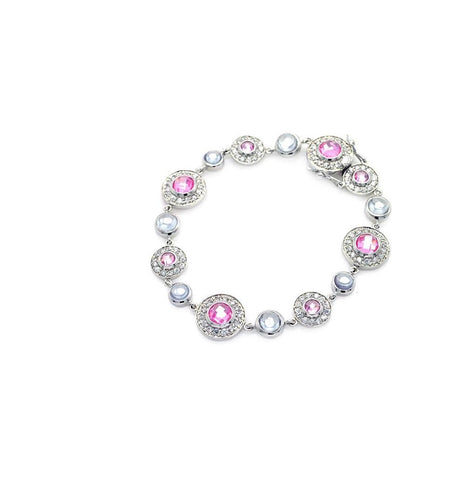 .925 Sterling Silver Rhodium Plated Multi Color Cz Bracelet