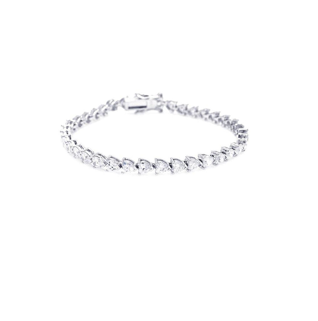 .925 Sterling Silver Rhodium Plated Clear Round Cz Tennis Bracelet