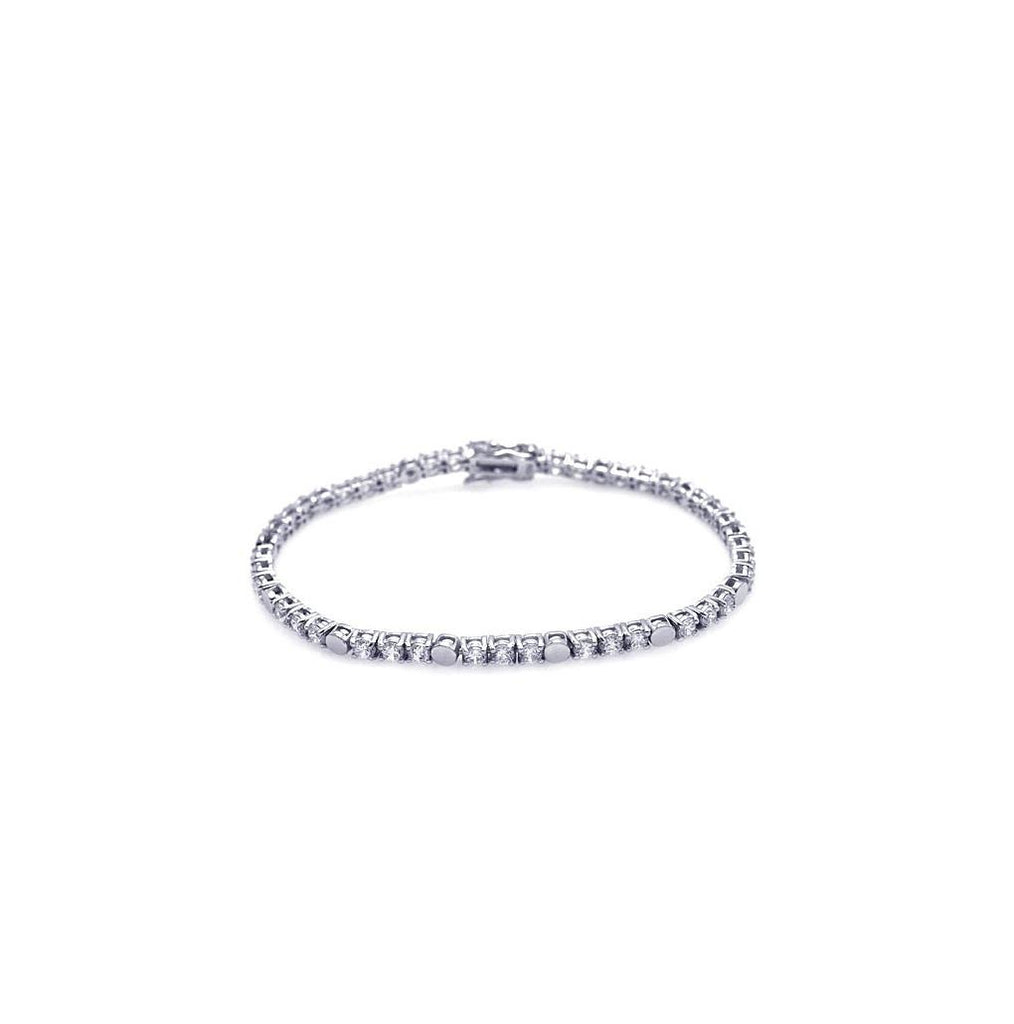 .925 Sterling Silver Rhodium Plated Clear Cz Tennis Bracelet