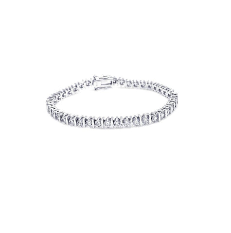 .925 Sterling Silver Rhodium Plated Clear Cz Tennis Bracelet