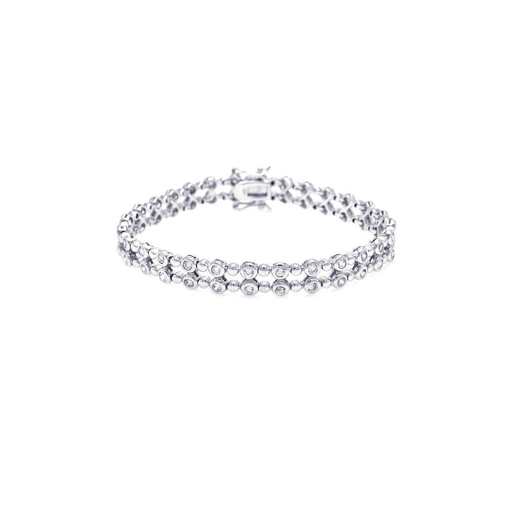 .925 Sterling Silver Rhodium Plated Clear Cz Tennis Bracelet