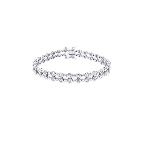 .925 Sterling Silver Rhodium Plated Clear Cz Tennis Bracelet