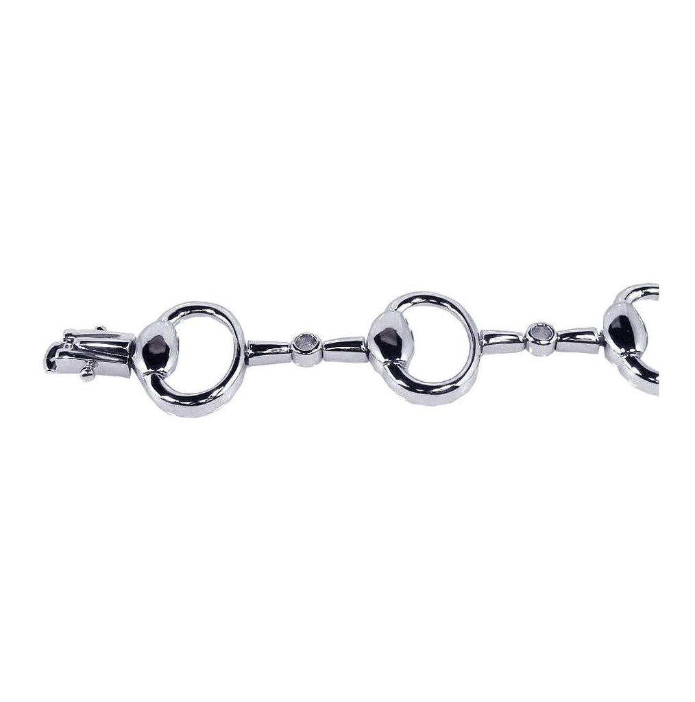 .925 Sterling Silver Rhodium Plated Open Multi Oval Link Bracelet