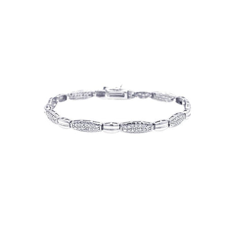 .925 Sterling Silver Rhodium Plated Clear Cz Bracelet