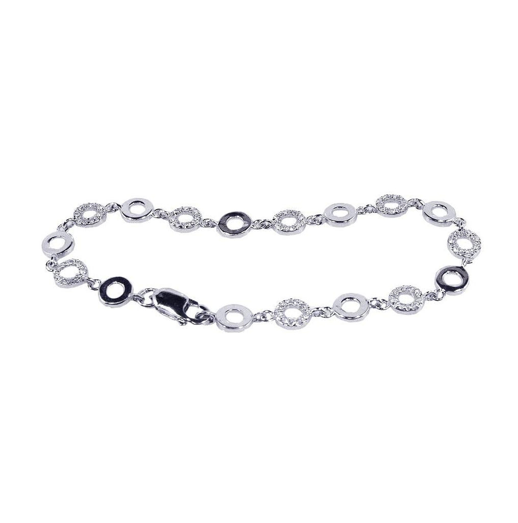 .925 Sterling Silver Rhodium Plated Open Multi Circle Bracelet