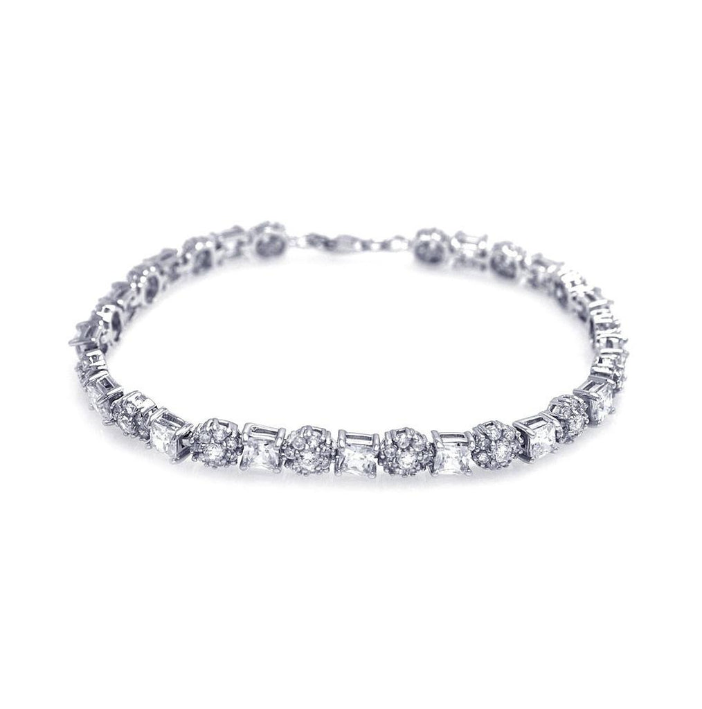 .925 Sterling Silver Rhodium Plated Clear Cz Tennis Bracelet