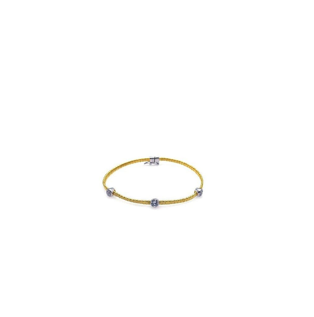 .925 Sterling Silver Rhodium & Gold Plated Clear Cz Bracelet