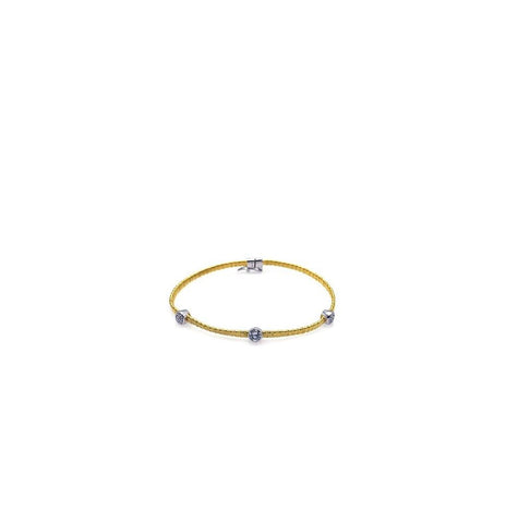 .925 Sterling Silver Rhodium & Gold Plated Clear Cz Bracelet