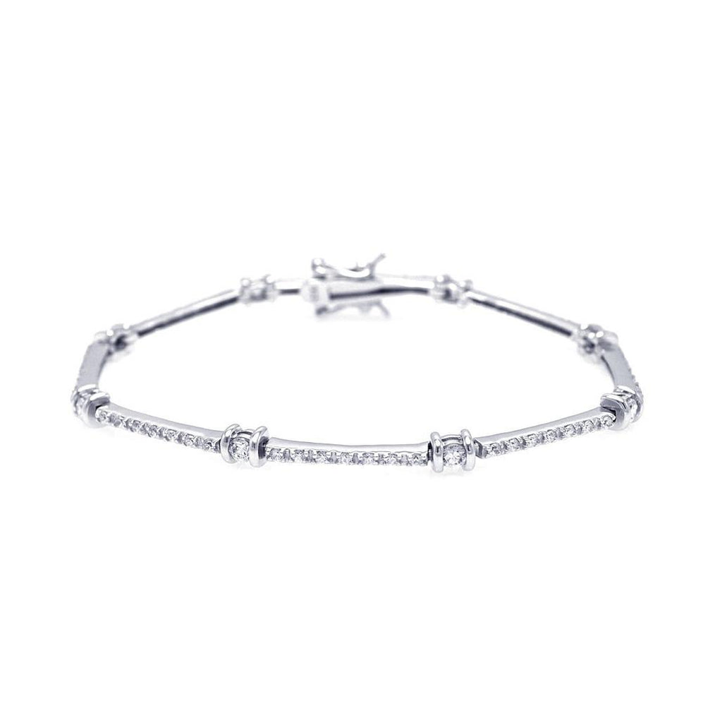 .925 Sterling Silver Rhodium Plated Clear Cz Tennis Bracelet