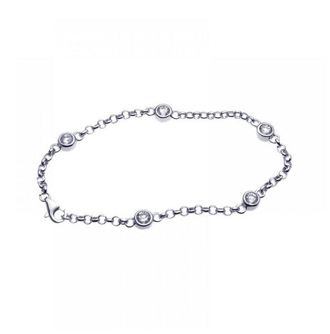 .925 Sterling Silver Rhodium Plated Clear Cz Bracelet