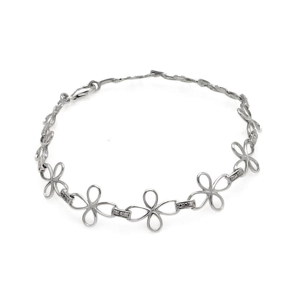 .925 Sterling Silver Rhodium Plated Open Cross Link Bracelet