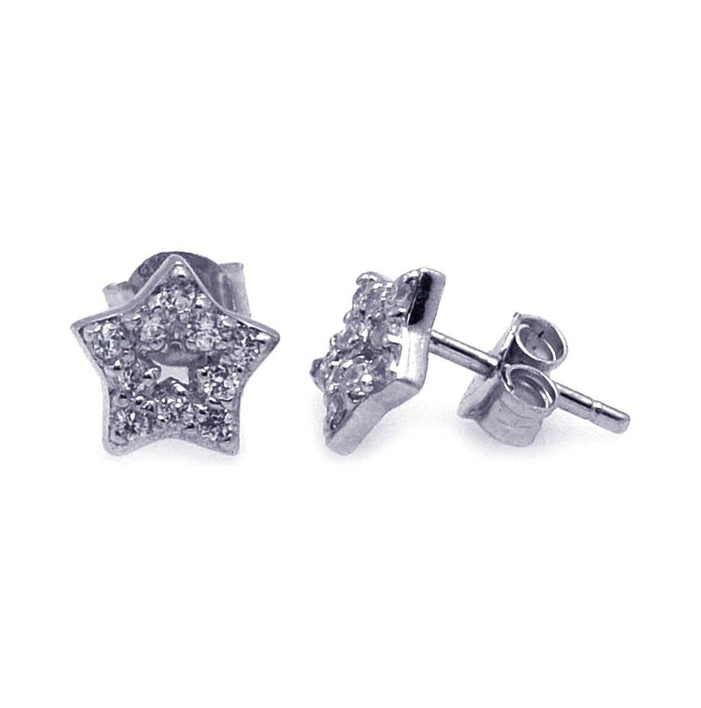 .925 Sterling Silver Rhodium Plated Cz Stud Earring