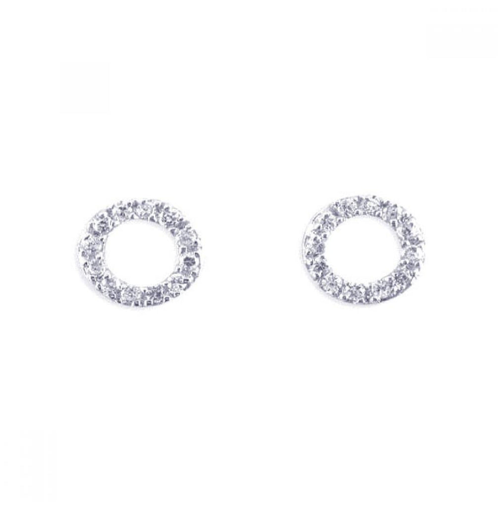 .925 Sterling Silver Rhodium Plated Cz Stud Earring