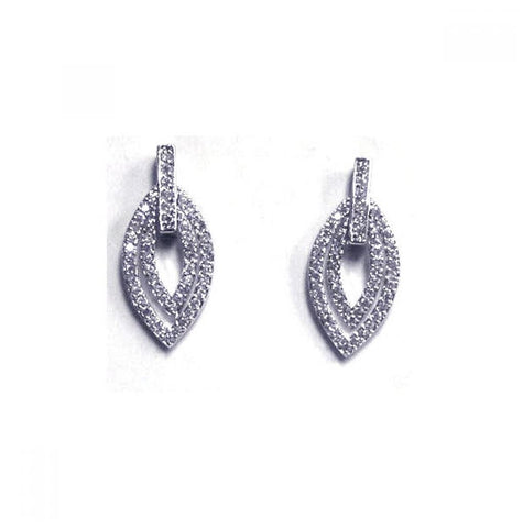 .925 Sterling Silver Rhodium Plated Marquise Cz White Drop Earring