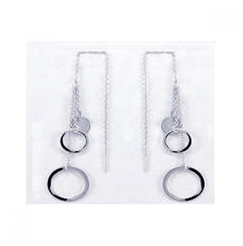 .925 Sterling Silver Rhodium Plated Cz Three Strand Wire Earring