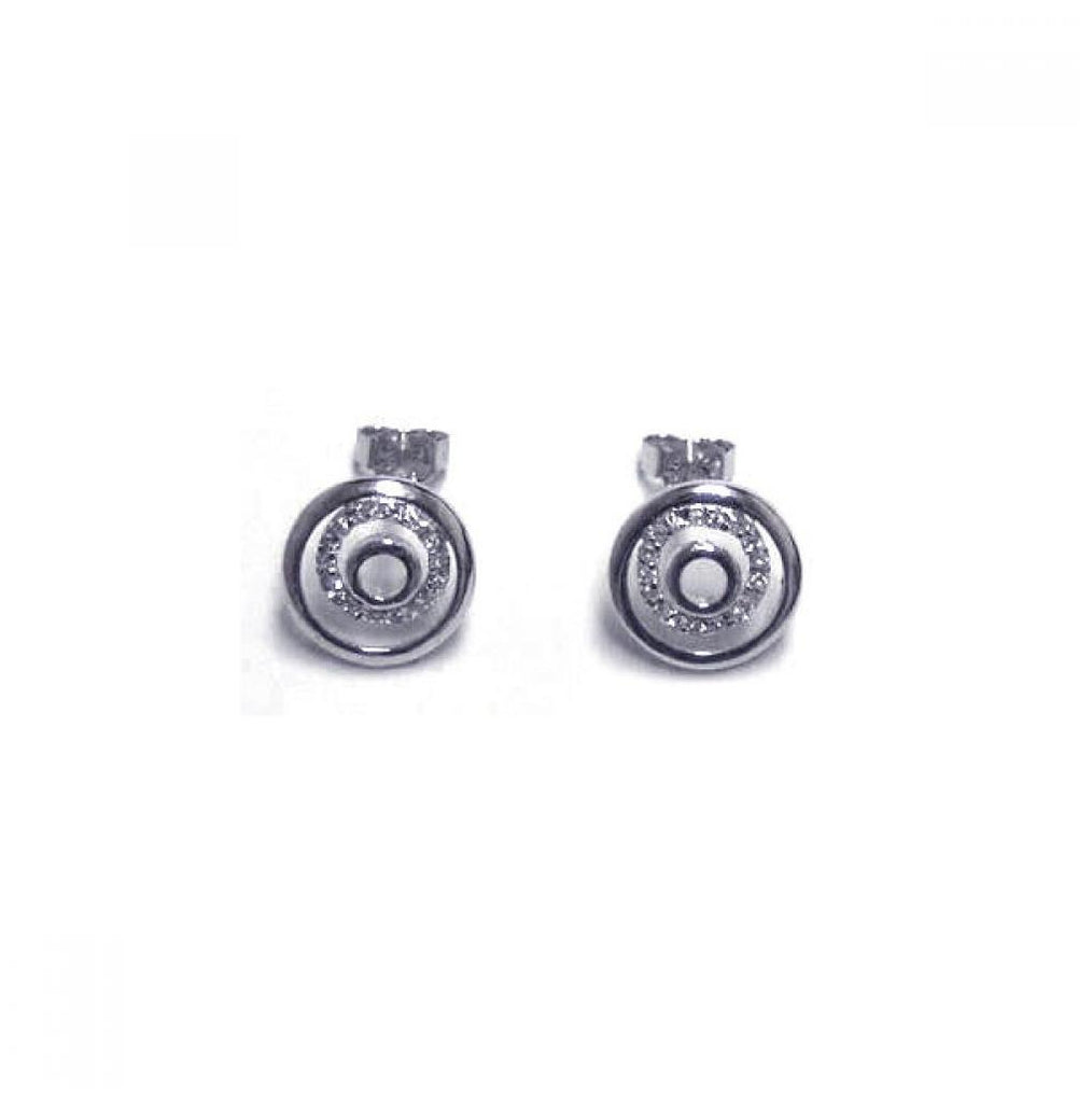 .925 Sterling Silver Rhodium Plated Round Cz Stud Earring