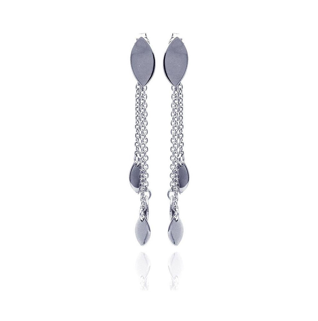 .925 Sterling Silver Rhodium Plated Flat Marqui Wire Dangling Earring