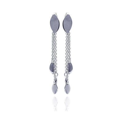 .925 Sterling Silver Rhodium Plated Flat Marqui Wire Dangling Earring