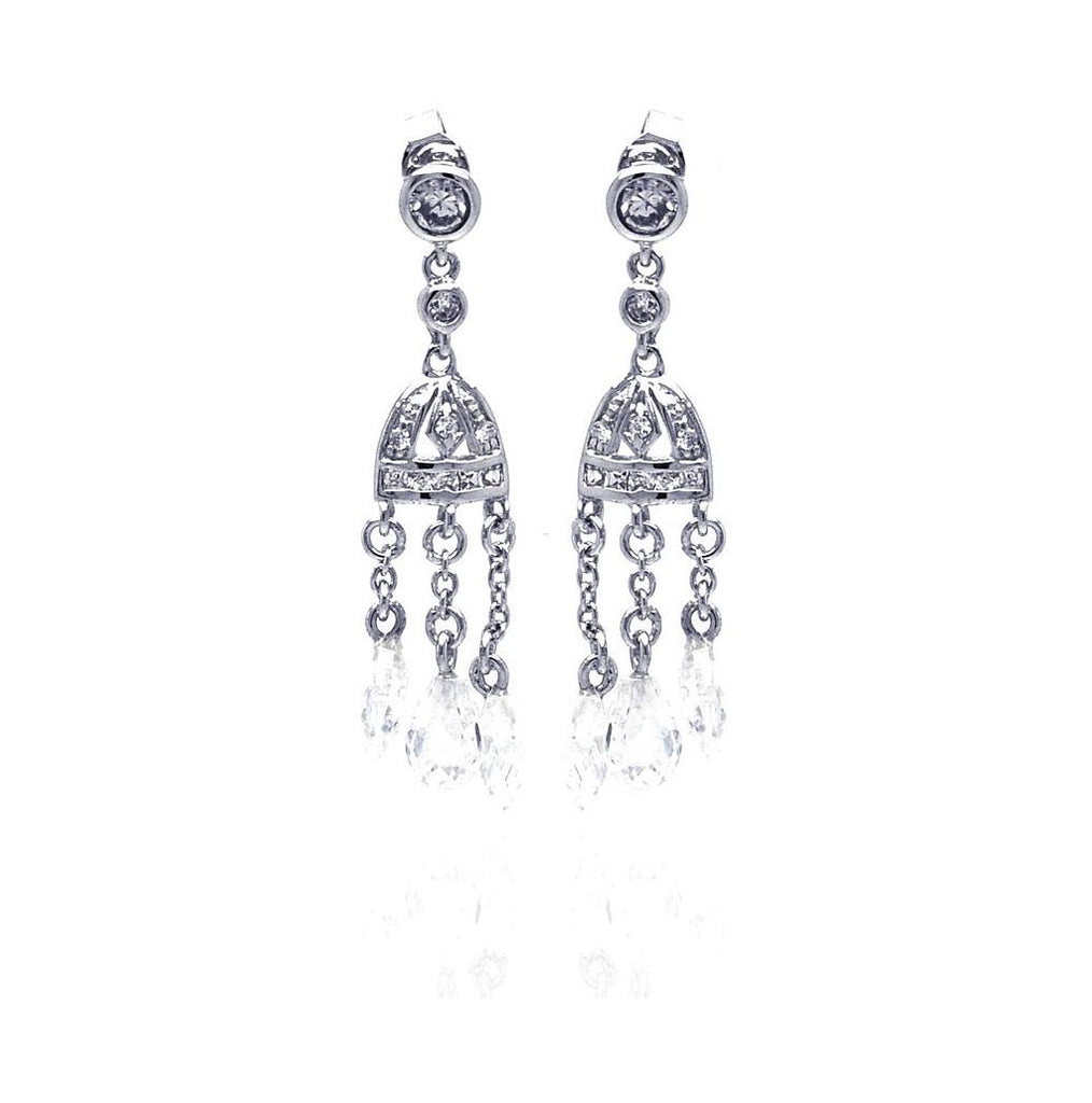 .925 Sterling Silver Rhodium Plated Chandelier Cz Dangling Earring