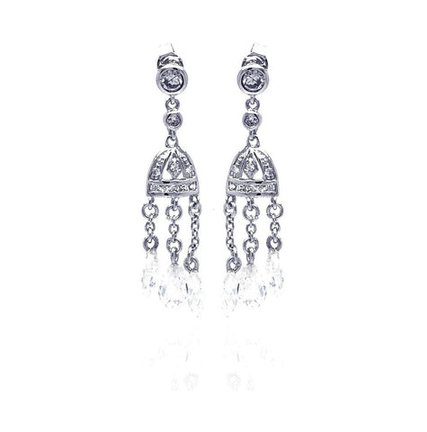 .925 Sterling Silver Rhodium Plated Chandelier Cz Dangling Earring