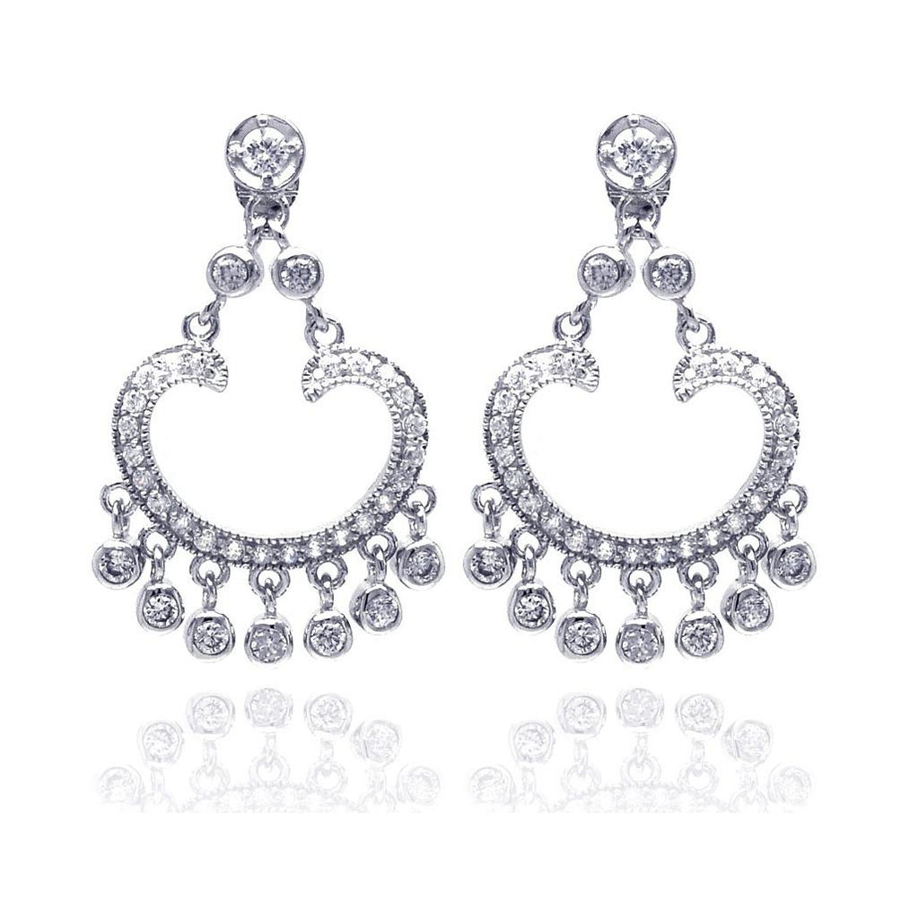 .925 Sterling Silver Rhodium Plated Chandelier Cz Dangling Earring