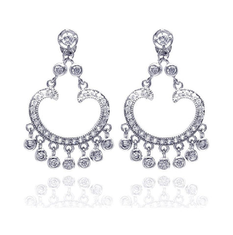 .925 Sterling Silver Rhodium Plated Chandelier Cz Dangling Earring