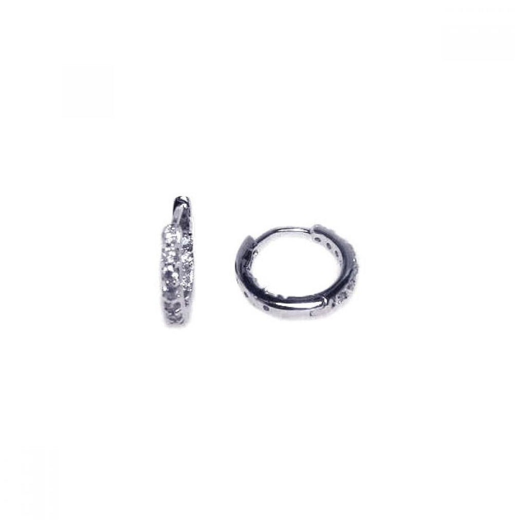 .925 Sterling Silver Rhodium Plated Cz Hoop Earring