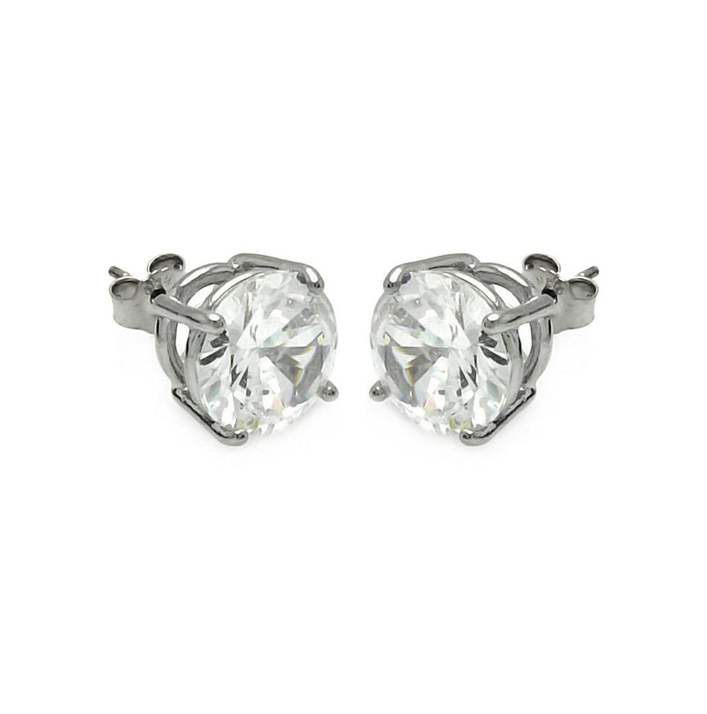 .925 Sterling Silver Rhodium Plated Round Clear Cz Stud Earring Ste00602clr-8mm