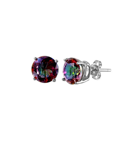 .925 Sterling Silver Rhodium Plated Abd Round Cz Basket Set Studs