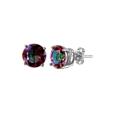 .925 Sterling Silver Rhodium Plated Abd Round Cz Basket Set Studs