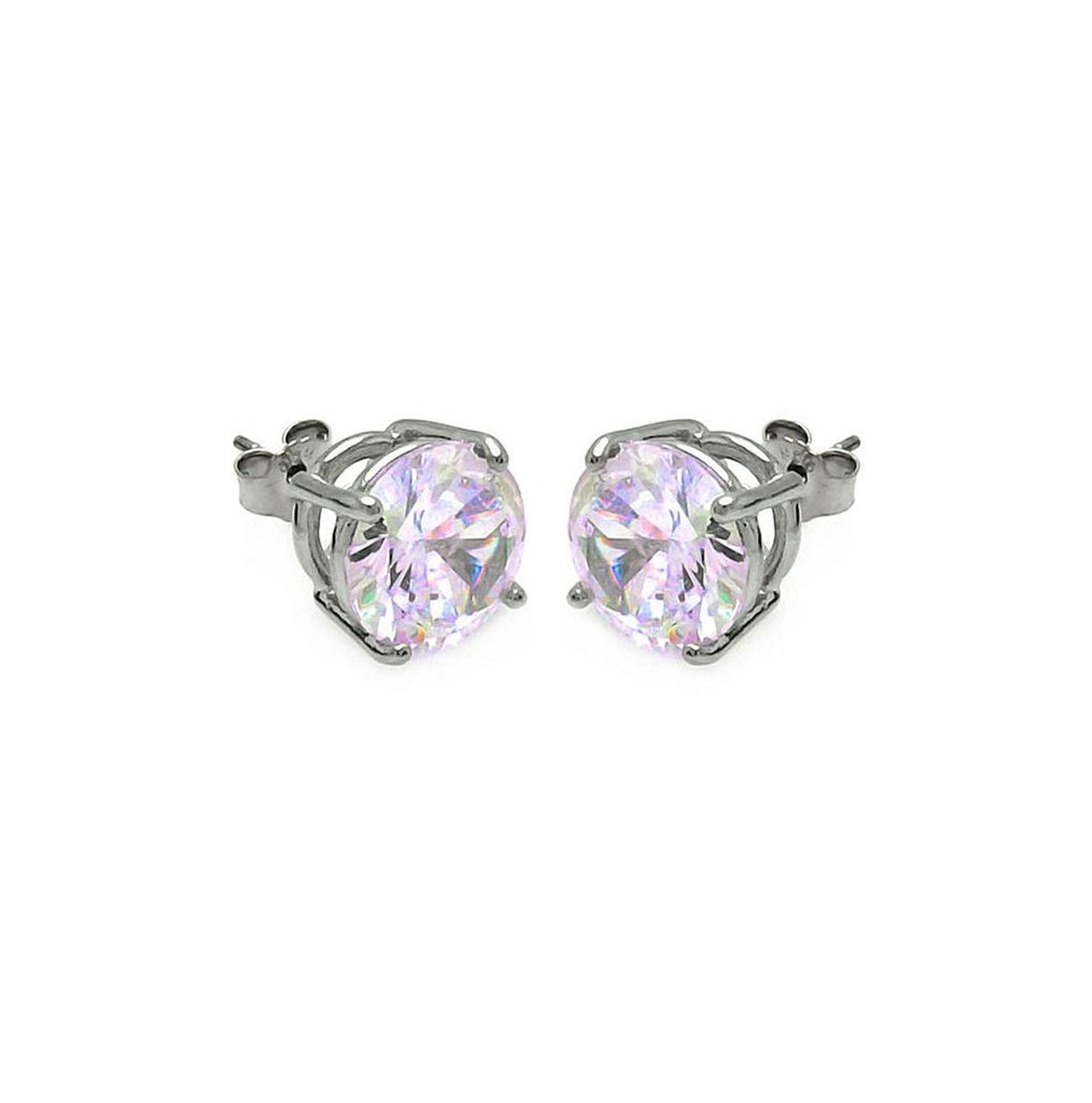 .925 Sterling Silver Rhodium Plated Abl Cz Round Basket Set Studs