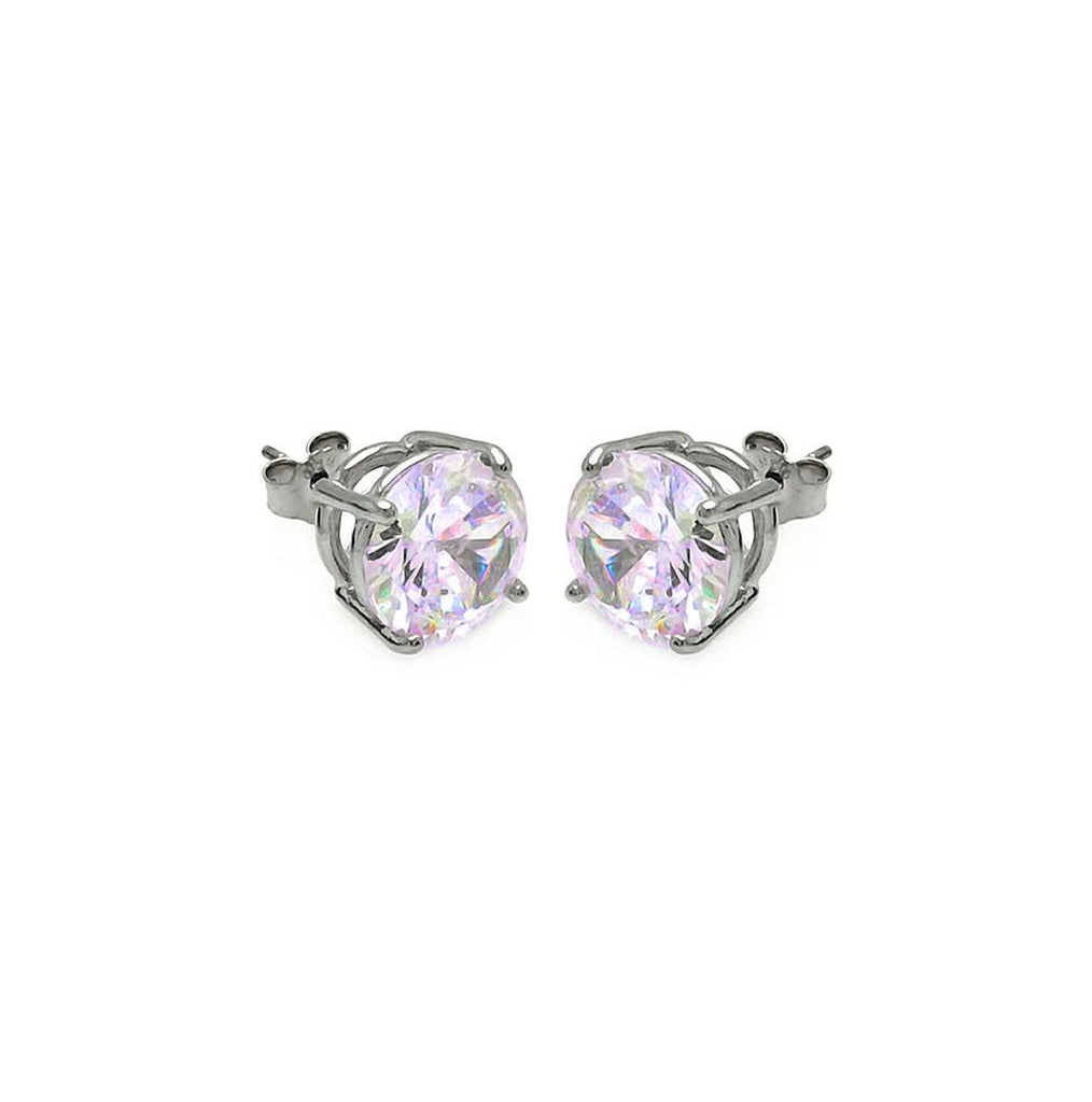 .925 Sterling Silver Rhodium Plated Abl Cz Round Basket Set Studs