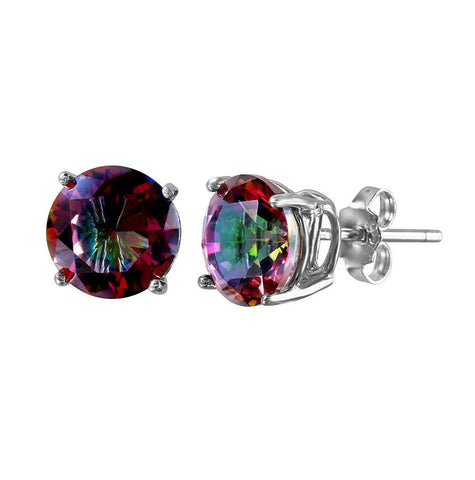 .925 Sterling Silver Rhodium Plated Abd Round Cz Basket Set Studs