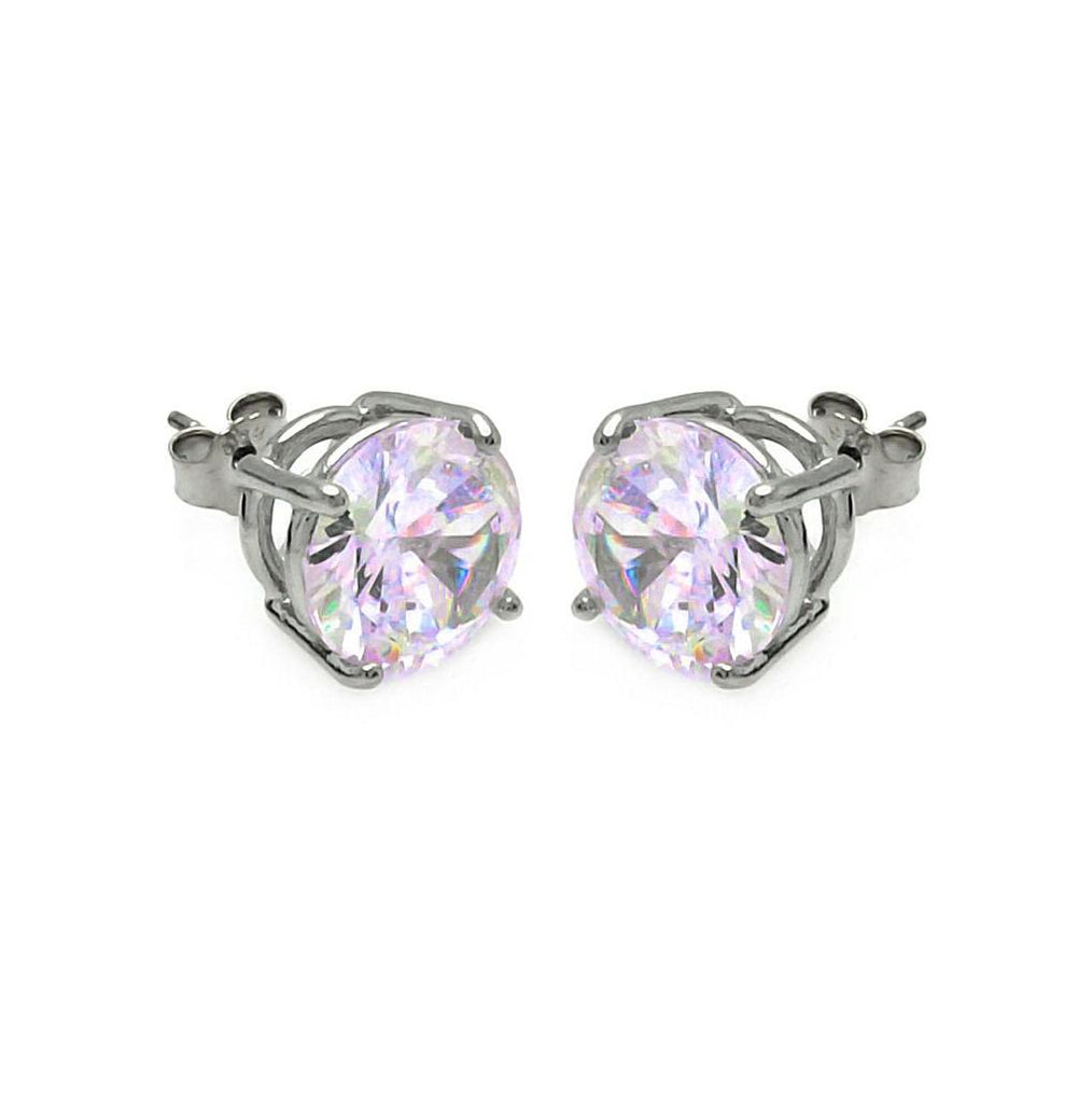 .925 Sterling Silver Rhodium Plated Abl Cz Round Basket Set Studs