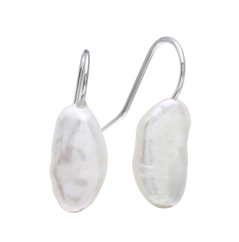 .925 Sterling Silver Rhodium Plated Hook Earrings With Fresh Water Pearl