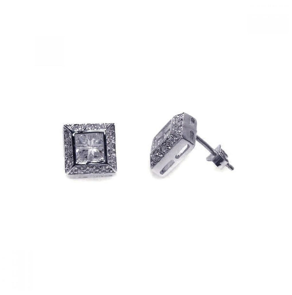 .925 Sterling Silver Cz Stud Earring