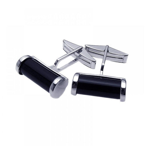 .925 Sterling Silver Rhodium Plated Black Onyx Cufflinks