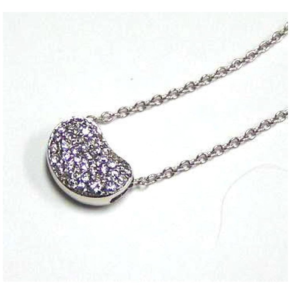 .925 Sterling Silver Clear Cz Rhodium Plated Bag Pendant Necklace