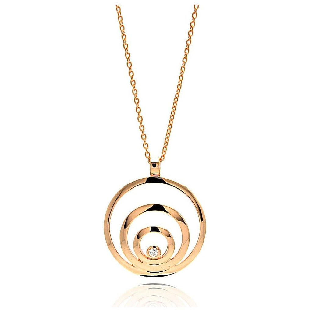 .925 Sterling Silver Rose Gold Plated Spiral Pendant Necklace