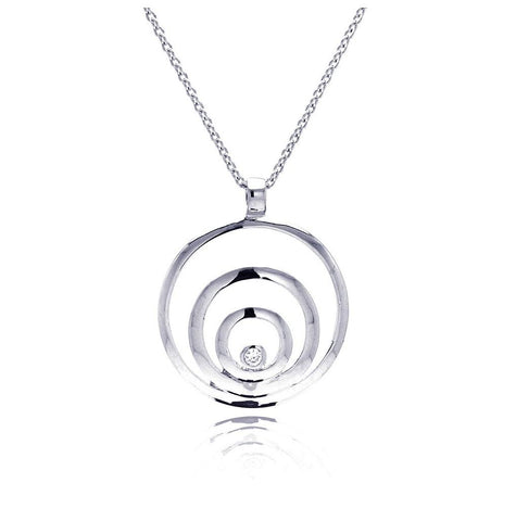 .925 Sterling Silver Rhodium Plated Spiral Pendant Necklace