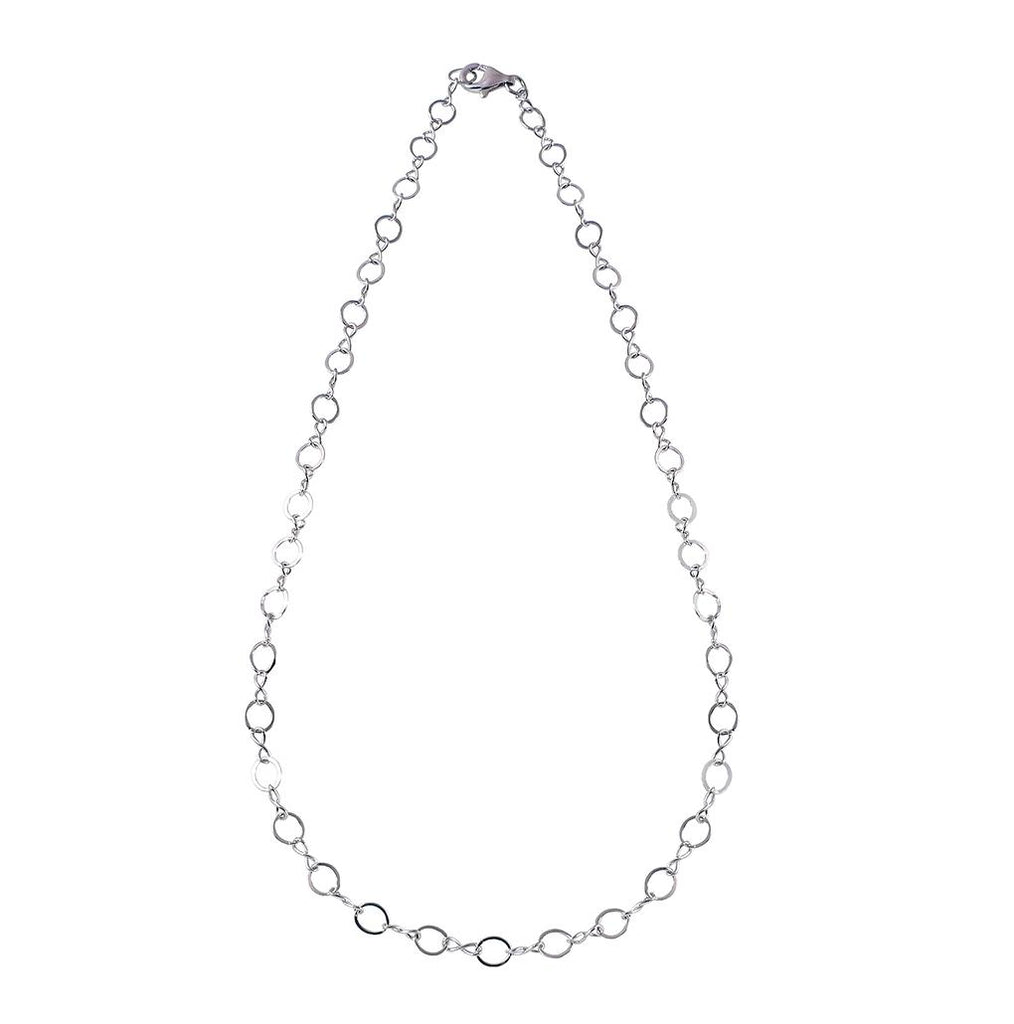 .925 Sterling Silver Rhodium Plated Infinity Circle Link Necklace, <b>size: 16</b>