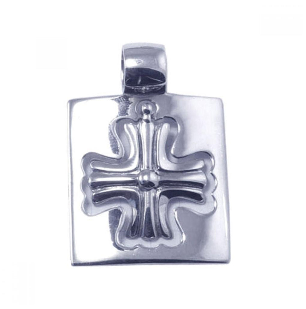 .925 Sterling Silver Rhodium Plated Cross Pendant