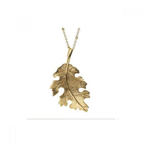 .925 Sterling Silver Gold Plated Leaf Pendant Necklace