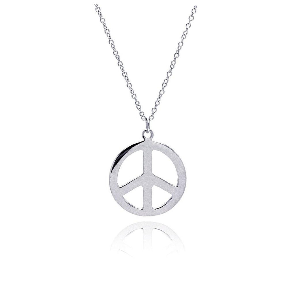 .925 Sterling Silver Rhodium Plated Peace Pendant Necklace