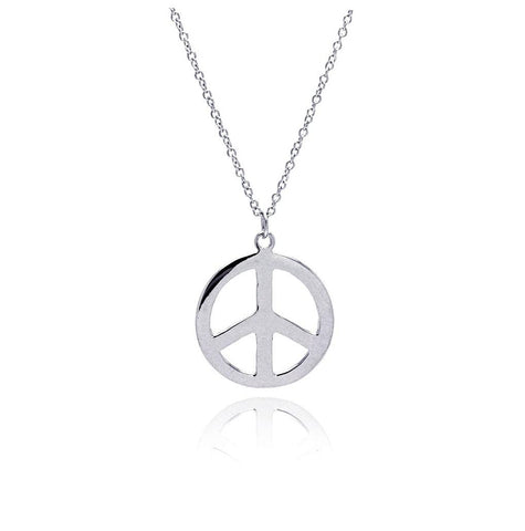 .925 Sterling Silver Rhodium Plated Peace Pendant Necklace