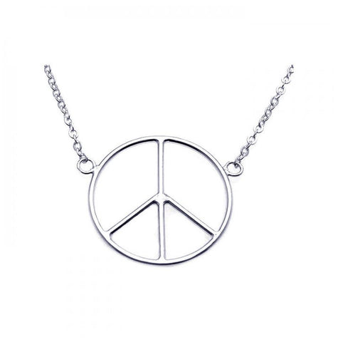 .925 Sterling Silver Rhodium Plated Peace Pendant Necklace