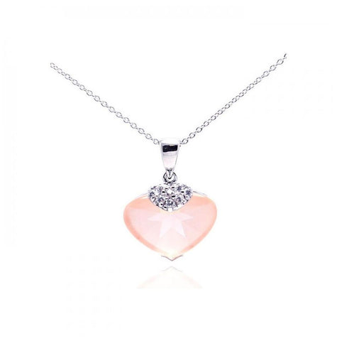 .925 Sterling Silver Rhodium Plated Champagne Cz Heart Pendant Necklace