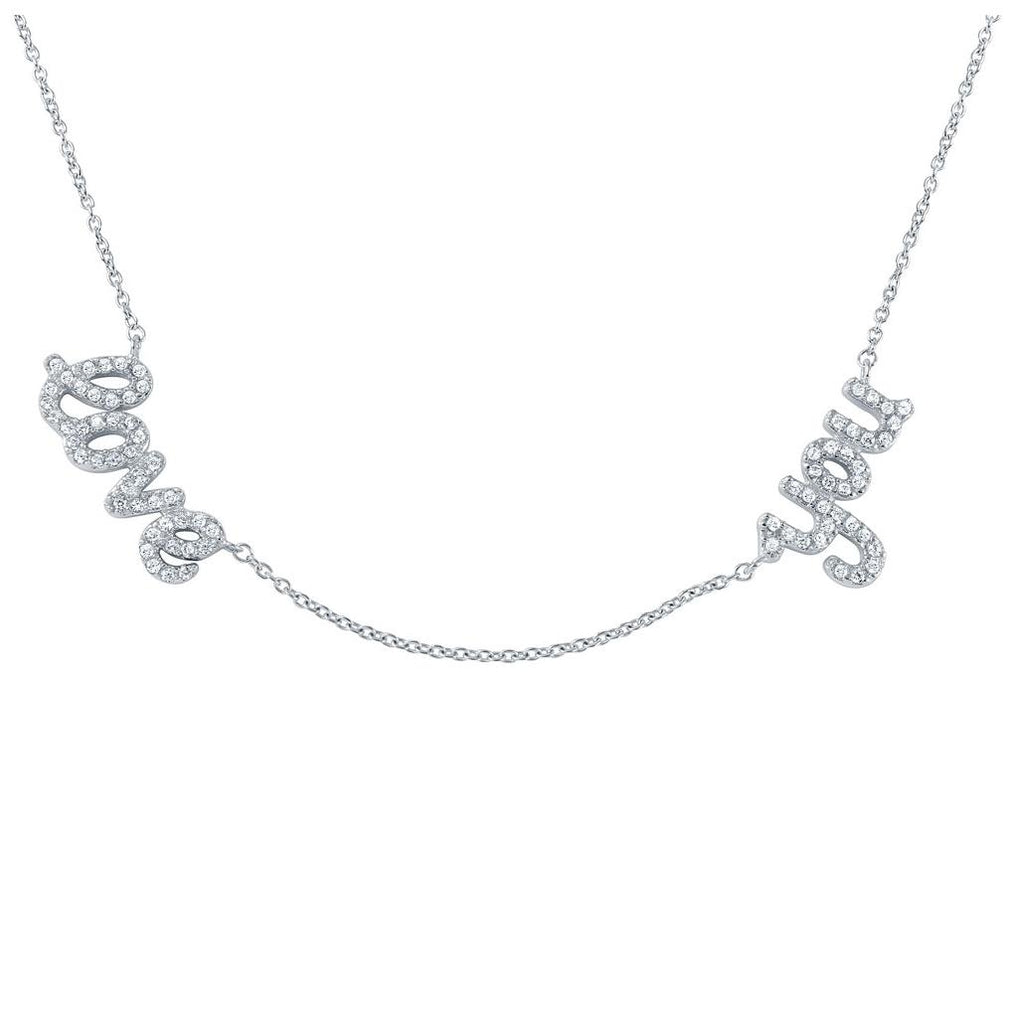 .925 Sterling Silver Rhodium Plated 'love You' Pendant Necklace